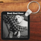 パパで愛犬を嗅ぎ回る白黒の写真 キーホルダー (裏面)