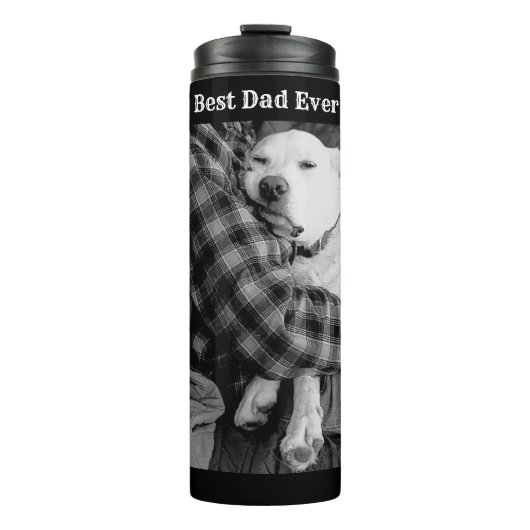 パパで愛犬を嗅ぎ回る白黒の写真 タンブラー (正面)