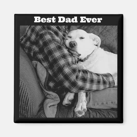 パパで愛犬を嗅ぎ回る白黒の写真 マグネット (正面)