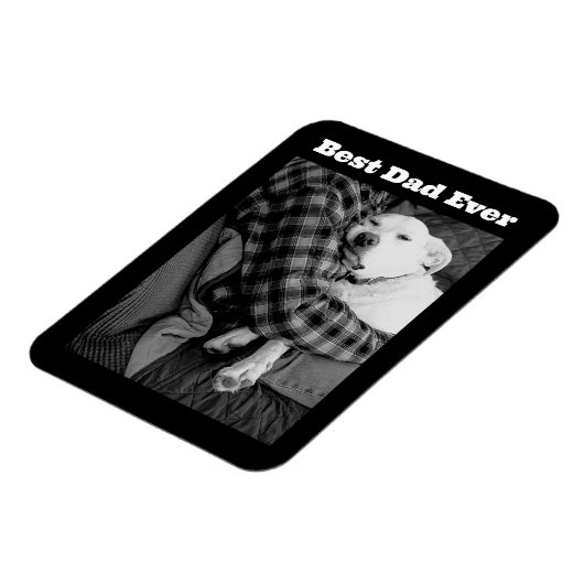 パパで愛犬を嗅ぎ回る白黒の写真 マグネット (左側)