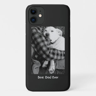 パパで愛犬を嗅ぎ回る白黒の写真 iPhone 11 ケース