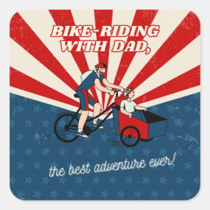 パパで自転車に乗る – Faters Day Sticker スクエアシール