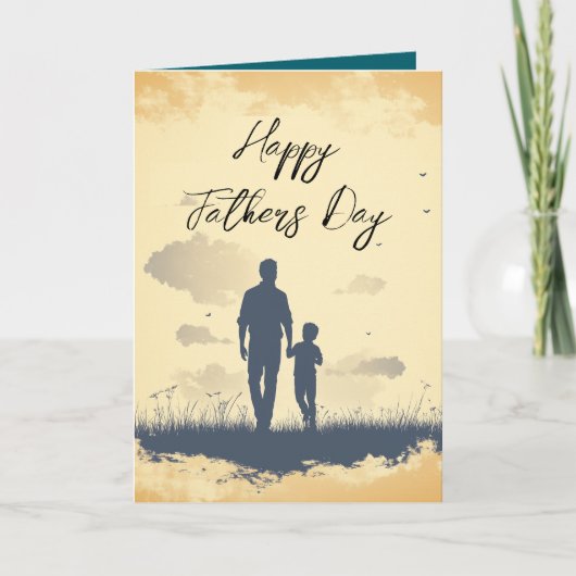 パパとそのシルエットの父の日の折り畳みカード カード (正面)