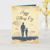 パパとそのシルエットの父の日の折り畳みカード カード (黄色い花)