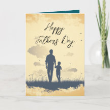 パパとそのシルエットの父の日の折り畳みカード