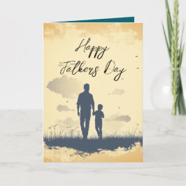 パパとそのシルエットの父の日の折り畳みカード カード