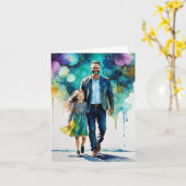 「パパとの冒険」- 楽しい父の日 カード (黄色い花)