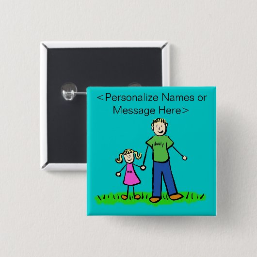 パパとドーターファミリーのカスタムボタン 缶バッジ (正面&裏面)