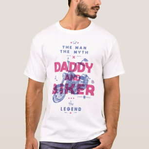 パパとバイクもしくは自転車に乗る人の男の神話は伝説 Tシャツ