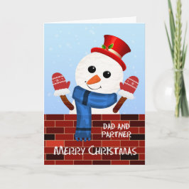 パパとパートナーのクリスマス雪だるま シーズンカード