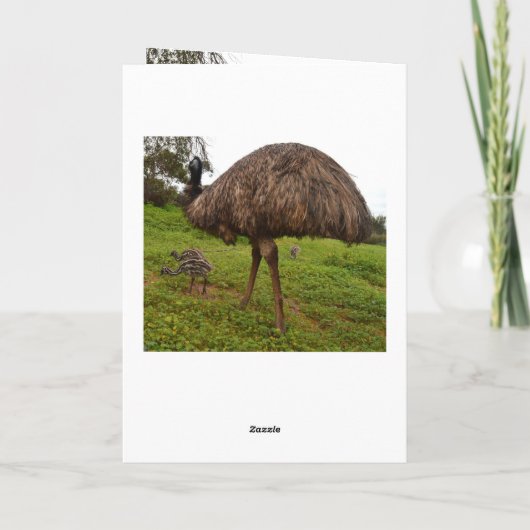 パパとベビーのEmuチックス、誕生日グリーティングカード。 カード (裏面)