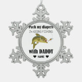 パパと一緒に魚釣りに スノーフレークピューターオーナメント (正面)