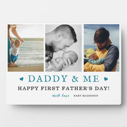 「パパと僕」3枚の写真の組み合わせ 初のパパの父の日 フォトプラーク (正面)