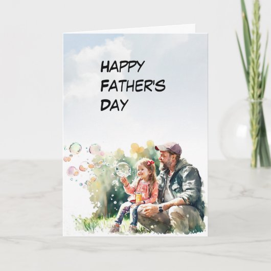 パパと娘が泡を作る父の日カード サンキューカード (正面)