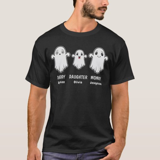 パパと娘とママの幽霊家族3人 Tシャツ (正面)