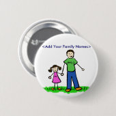 パパと娘の家族パーソナライズされた名ボタン 缶バッジ (正面&裏面)