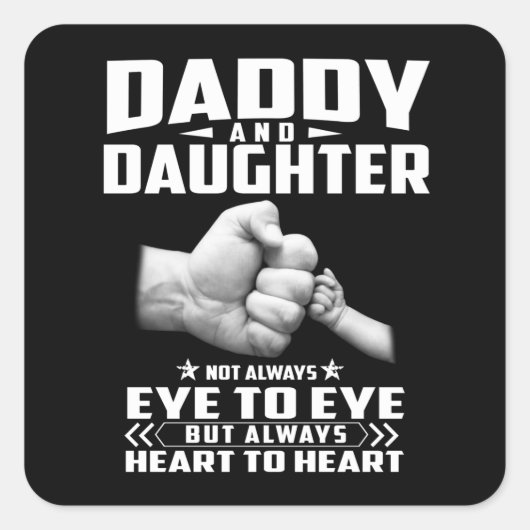 パパと娘はいつも目を向けるわけではないが、ハート スクエアシール (正面)