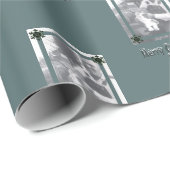 パパと子供の写真メリークリスマスパパグリーン ラッピングペーパー (ロールコーナー)