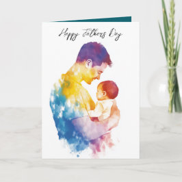 パパと彼の息子シルエットの父親の日の折り畳み カード