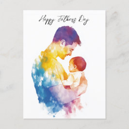 パパと彼の息子シルエットの父親の日の折り畳み ポストカード