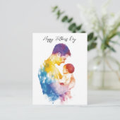 パパと彼の息子シルエットの父親の日の折り畳み ポストカード (スタンド正面)