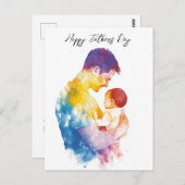 パパと彼の息子シルエットの父親の日の折り畳み ポストカード (正面/裏面)