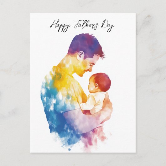 パパと彼の息子シルエットの父親の日の折り畳み ポストカード (正面)