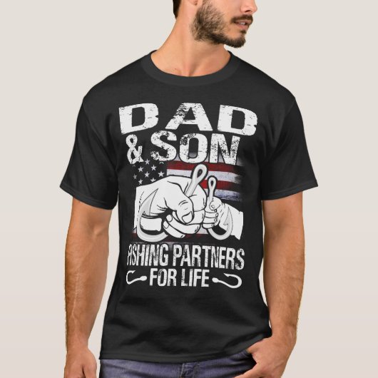 パパと息子のマッチング魚釣りパートナーL Tシャツ (正面)