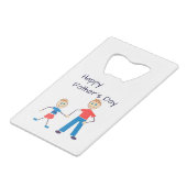 パパと息子の幸せな父の日 クレジットカード栓抜き (正面アングル)