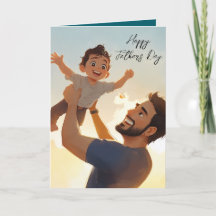 パパと息子遊の父の日の折り畳みカード