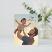 パパと息子遊の父の日の折り畳みカード ポストカード (スタンド正面)