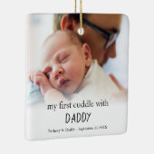 パパと最初のカドル写真生まれたばかりのベビー セラミックオーナメント (右)