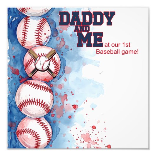 パパと私の写真山、野球のゲームとパパ フォトプリント (正面)