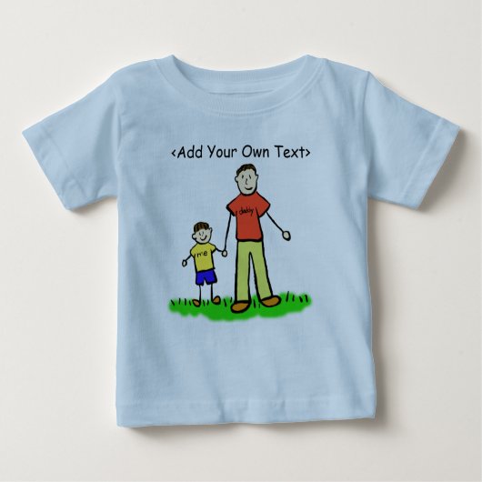 パパと私の小さな男の子シャツブルネット(両側) ベビーTシャツ (正面)