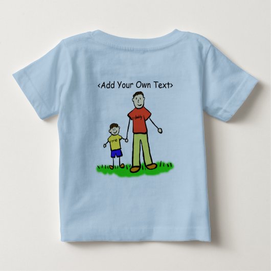 パパと私の小さな男の子シャツブルネット(両側) ベビーTシャツ (裏面)