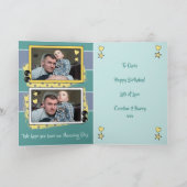 パパと私の緑と黄色の写真 カード (内部)