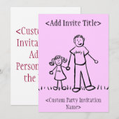 「パパと私」小さな女の子招待状または招待状 招待状 (正面/裏面)