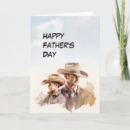 パパと若い息子カウボーイハット父の日カード サンキューカード