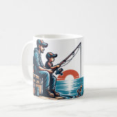パパと行った魚釣り-ヴィンテージ父の日のデザイン コーヒーマグカップ (正面左)