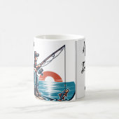 パパと行った魚釣り-ヴィンテージ父の日のデザイン コーヒーマグカップ (中央)