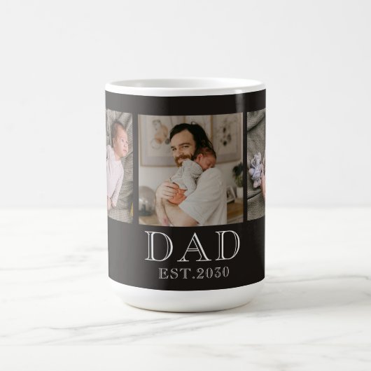パパになった記念ブラック3枚写真 コーヒーマグカップ (中央)