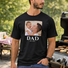 パパになって写真 父の日のブラック Tシャツ