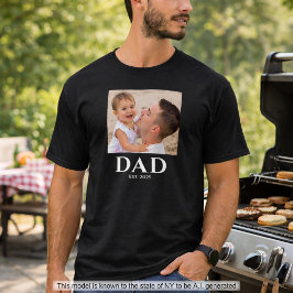 パパになって写真 父の日のブラック Tシャツ