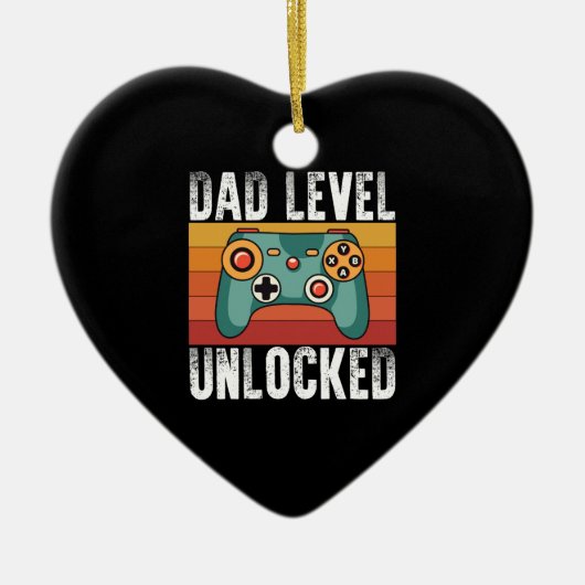 パパになるよ！妊娠発表 Dad Level Unlocked セラミックオーナメント (正面)