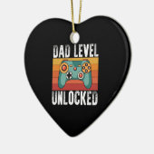 パパになるよ！妊娠発表 Dad Level Unlocked セラミックオーナメント (左)