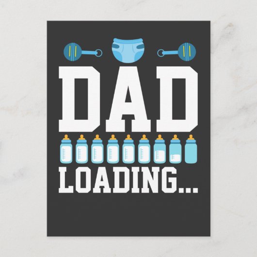 パパになる！ベビー用品準備中 妊娠発表 ポストカード (正面)