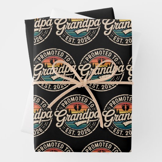 パパになる！2026年予想妊娠レトロ ラッピングペーパーシート (インサイチュ)