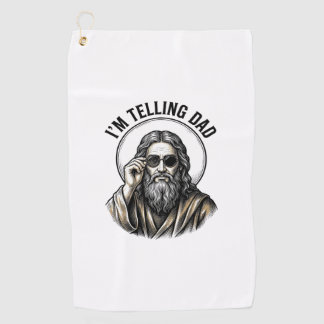 パパにチクるよ レトロな彫刻が入った面白いTシャツ ゴルフタオル