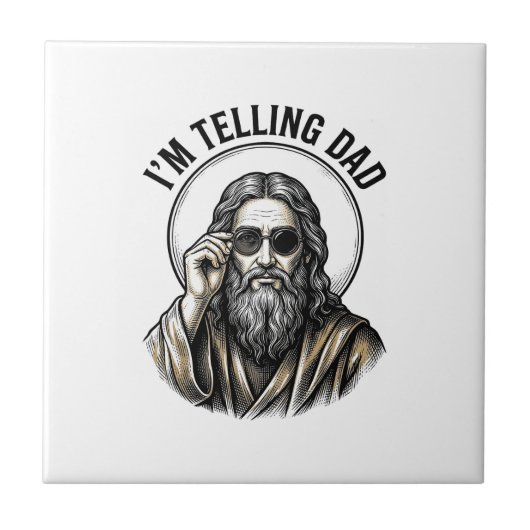 パパにチクる おもしろTシャツ レトロな彫刻 タイル (正面)