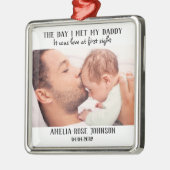 パパに会った日の写真新しい父の贈り物 メタルオーナメント (左)
